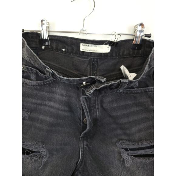 Garage Denim Shorts Cut Off Distress Button Fly Women 00 / 23 Black Hot Pants - Picture 9 of 11